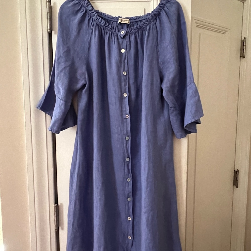 Elegant Blue Off-Shoulder Long Sleeve Dress